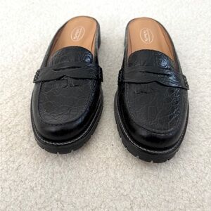 Talbots black leather loafer slides shoes - size 8
